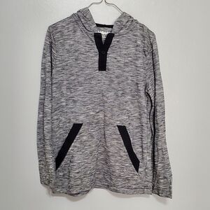 Tony Hawk Striped Black and Gray Shirt Lightweight Hoodie Long Sleeve Size Small